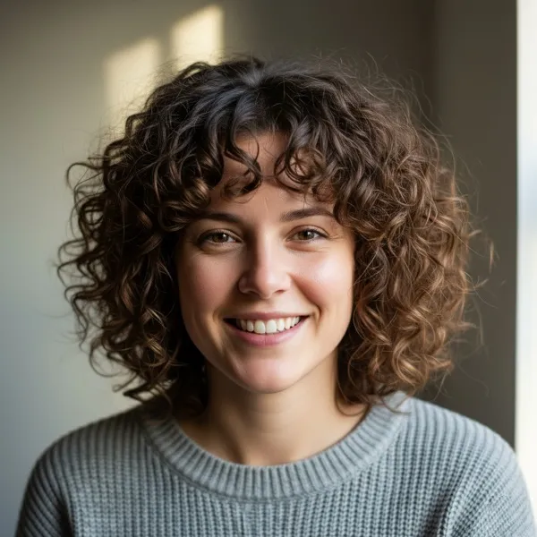 Curly Bob with Bangs