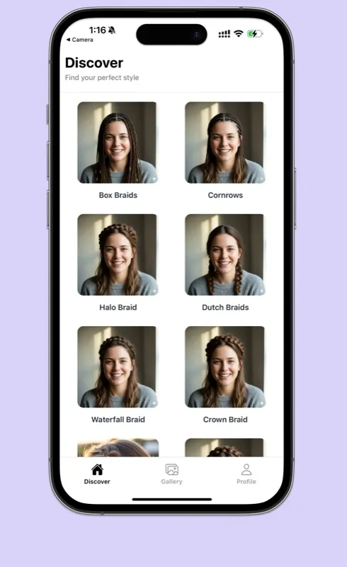 Step 2 — browsing the Discover grid of styles